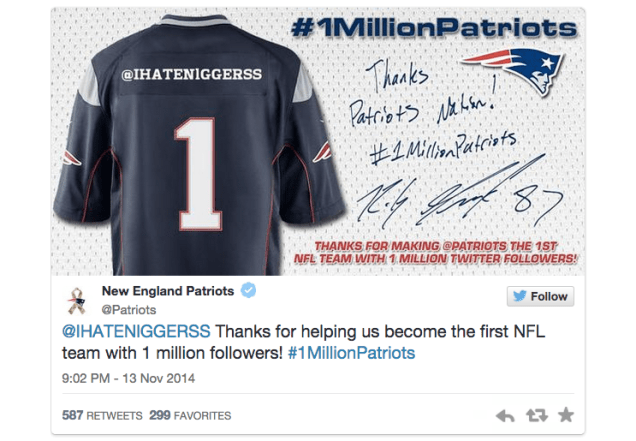 new england patriots racist tweet