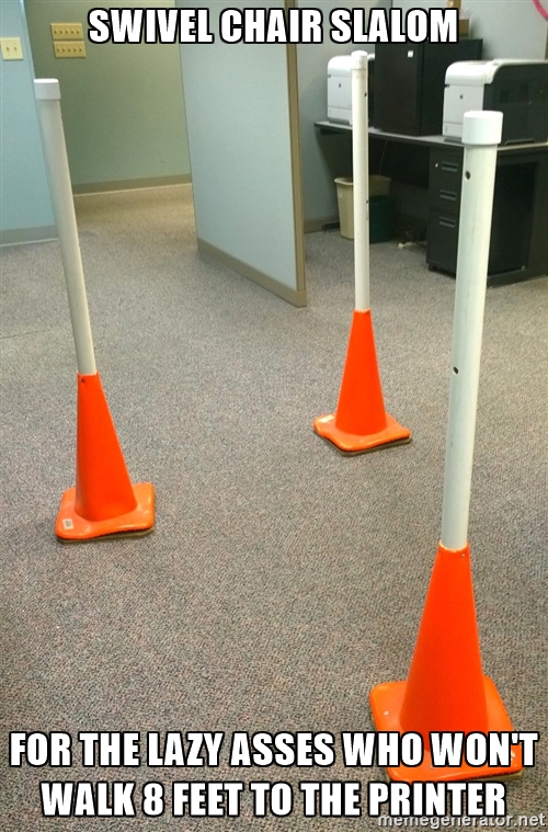 swivel chair slalom cones